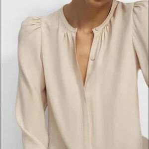 Theory Ruched Silk Blouse Georgette - Size S